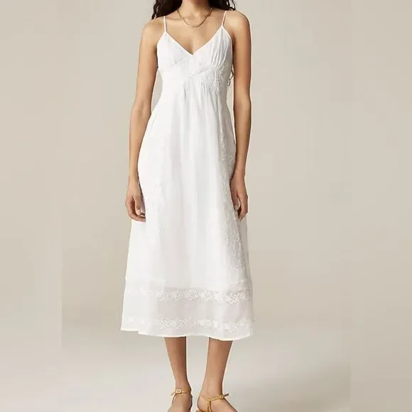 J.Crew Embroidered midi dress in ramie NWT Size 4 - Picture 1 of 9